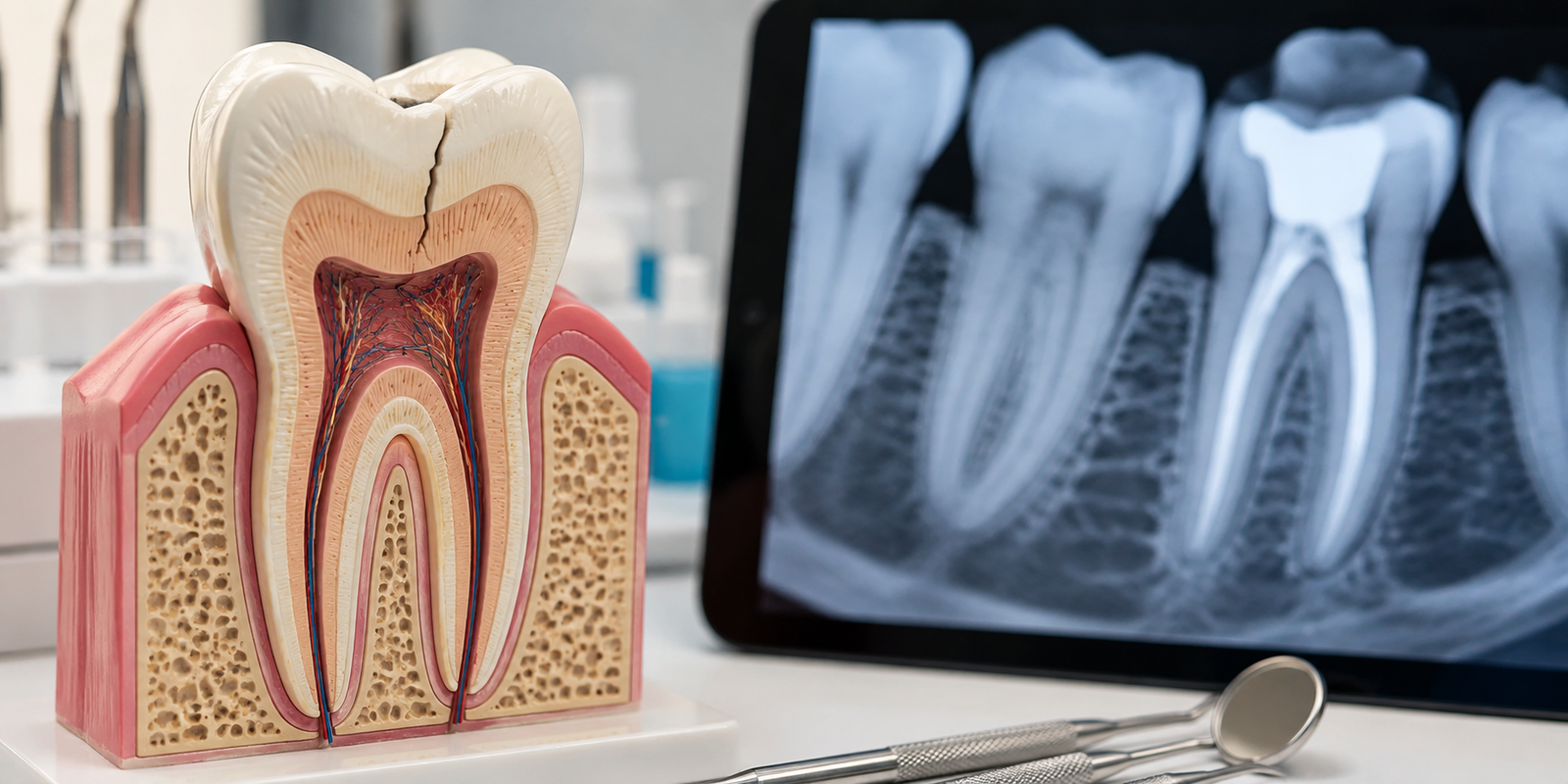 Cracked tooth requiring root canal treatment